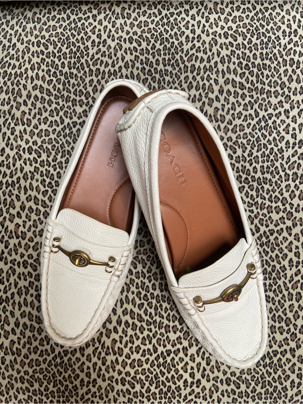 COACH OFF-WHITE Leather CLASSIC TURNLOCK Loafers/Retro-Cool-insane comfort-Sz9.5 - Picture 4 of 7